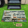 Personalized Camping Happy Camper Live Here Customized Doormat