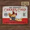 Personalized Chicken Happy Hens Fresh Eggs Daily Customized Classic Metal Signs