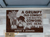 Personalized Cowboy And Cowgirl Live Here Leather Customized Doormat