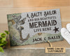Personalized Sailor And His Beautiful Mermaid Doormat