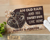 Personalized Sheep Ram And Ewe Live Here Customized Doormat