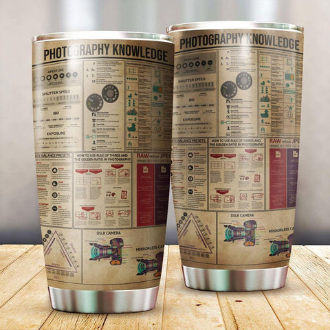 Photography Knowledge Tumbler, Tumbler for Photo Lover, Photography Knowledge Bottle, Photography Knowledge Gift Idea VA