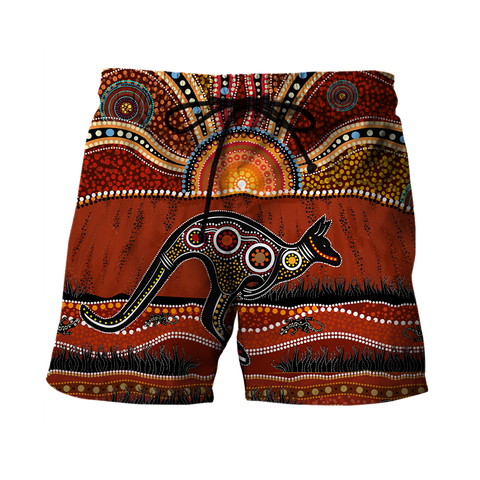 Men Shorts Aboriginal Australia Kangaroo running Lizard Art shirts for men and women
