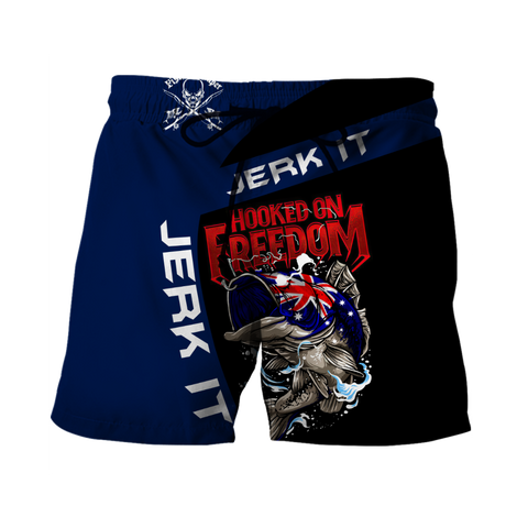 Men Short Hooked on Freedom Australia Fishing 3D printed shirts for men and women