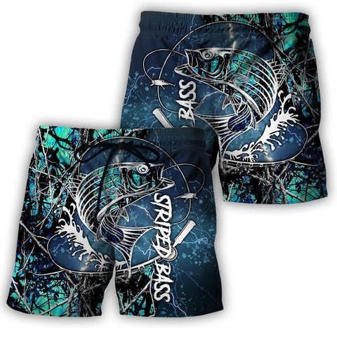 Men Fishing Short Striped Bass Fishing water camo all over printed shirts for men and women