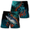 Men Fishing Short Saltwater Fishing on the helm 3D all over shirts for men and women