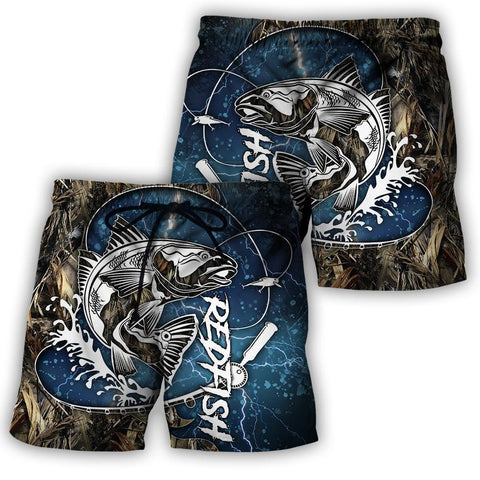 Men Fishing Short Red fishing all over printed hoodie T-shirt for men and women blue color