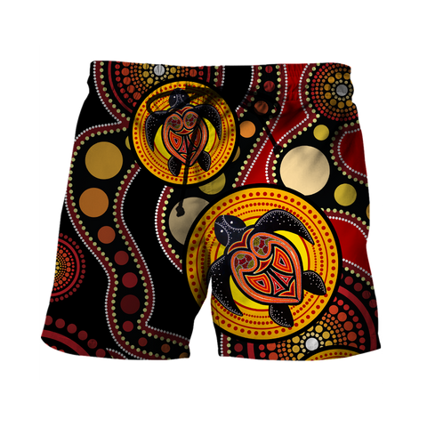 Men Shorts Aboriginal Australia Indigenous Turtles Painting Art shirts for men and women