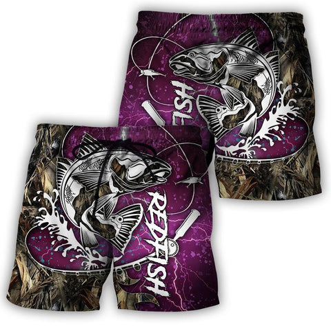 Men Fishing Short Red fishing all over printed hoodie T-shirt for men and women purple color
