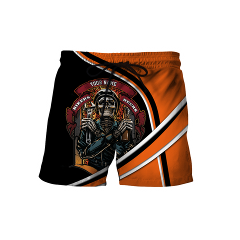 Men Racing Shorts Orange Personalized Name Motorcycle Racing 3D All Over Printed Unisex Shirts Bikers And Beer