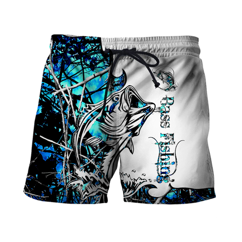 Men Shorts Bass Fishing Sport Blue Camo tattoo 3D shirts for men and women