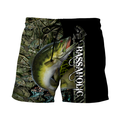 Men Short Fishaholic Bass Fishing camo unisex 3d all over printed shirts