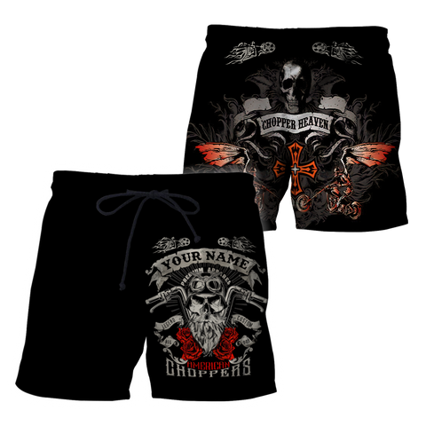 Men Racing Shorts Black Customize Name Motorcycle Racing 3D All Over Printed Unisex Shirts American Chopper