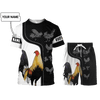 Rooster Clothing, Gift for Rooster lovers, Personalized Rooster Combo T Shirt Board Short, Rooster Men Beach Short Shirt Combo