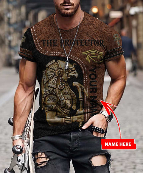 Egyptian Shirt Brown Custom name Horus The God Ancient Egypt 3D design print shirts