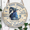 The Wicked Witch And Her Little Monster Live Here Custom Round Wood Sign, Witchy Halloween Wood Sign Halloween Decor HN
