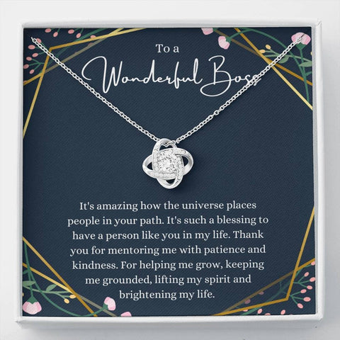 To A Wonderful Boss Love Knot Message Card Necklace, Boss Day Message, Boss Day Gift Ideas, Boss Lady Gift