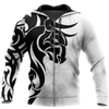 Men Tattoo Hoodie White Black Premium Tribal Tattoo Bulls 3D Printed Unisex Shirts