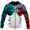 Men Samurai Hoodie Red Blue Premium 3D Printed Samurai Tattoo Hoodie MEI