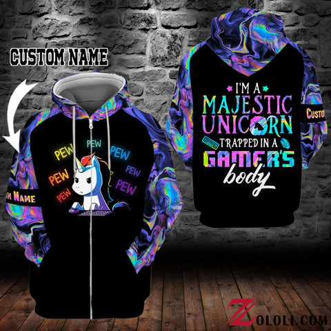I'm a majestic unicorn trapped in a gamer's body Hoodie 3D Custom TTM