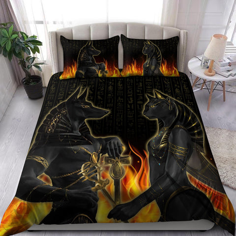 Egypt Bedding Set Anubis Bastet Ancient Egyptian Mythology Culture Bedding set