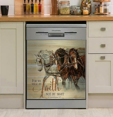 Horse Dishwasher Cover Horse - For We Walk By Faith~1 Decor Kitchen Dishwasher Cover
