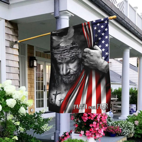 Faith Over Fear God Jesus Flag America Flag TM