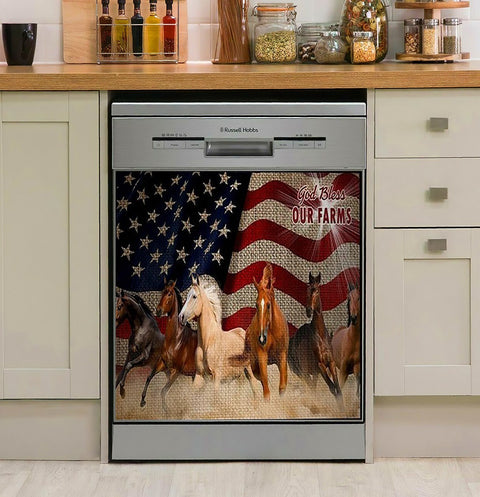 Horses God Bless Our Farms Decor Kitchen Dishwasher Cover
