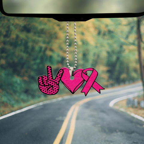 Breast Cancer Peace Love Ornament