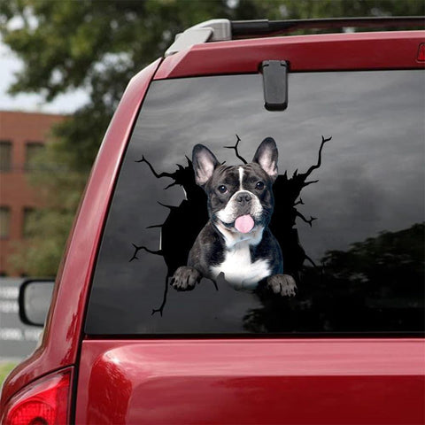 French Bulldog Crack Car Sticker, Toilet Sticker, Fridge Sticker (10)