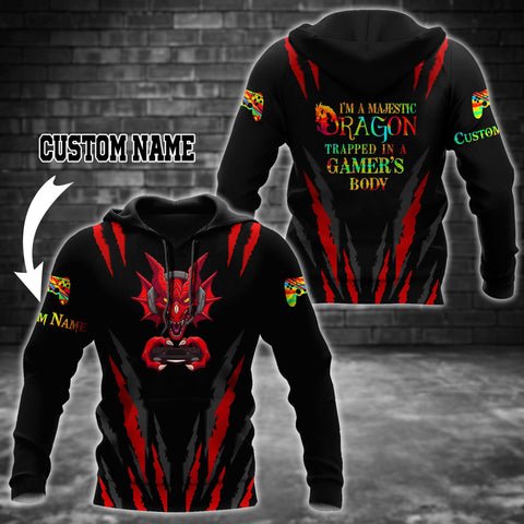 Men Tattoo Hoodie Black Red Premium Dragon Tattoo Personalized Name 3D Printed Unisex Shirts Pi03052104