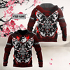 Men Samurai Hoodie Red Premium Unisex 3D Printed Yin And Yang Samurai Hoodie MEI