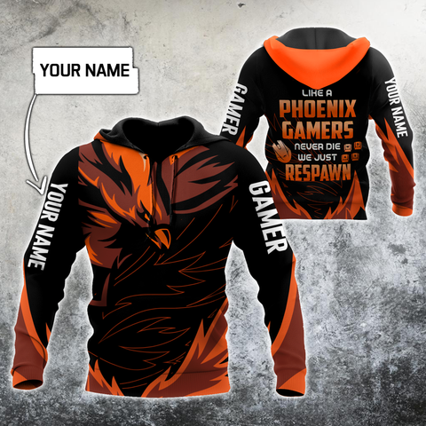 Men Tattoo Hoodie Black Yellow Premium Phoenix Gamers Tattoo Personalized Name 3D Printed Unisex Shirts SN03052101