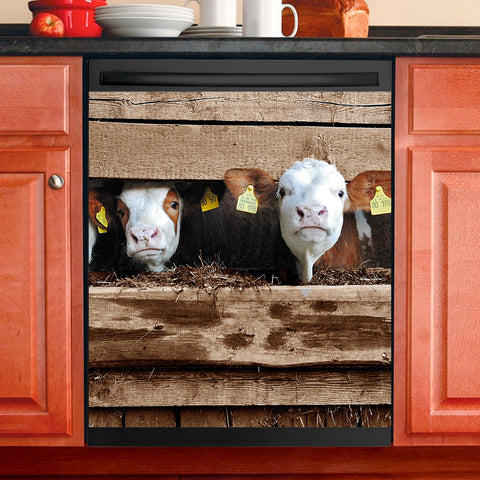Poultry Farming Cow Barn Dishwasher Cover Appliance Cover Chicken Decor Kitchen Gifts for Farmers HT