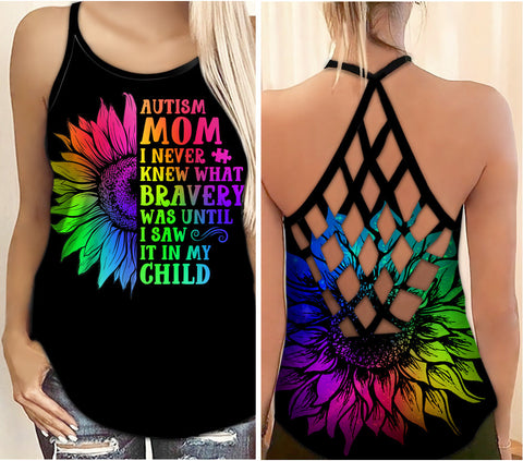 Sunflower Autism Awareness Criss Cross Tank Top  Autism Mom Autism Awareness Shirts Autism Awareness Gift For Mom HT
