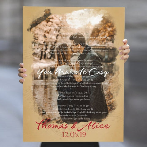 Custom Song Lyrics Couple Canvas Wall Art Personalized Couple Gift Anniversary Gift HN