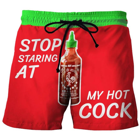 Stop Staring At My Hot C  Custom Swim Trunks