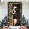 Cow Merry Christmas Door Cover Funny Cow Door Cover Christmas Home Decor Porch Home Holidays Decorations HN
