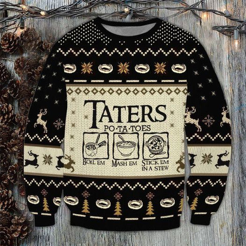 LOTR Taters Potatoes 3D Printed Ugly Sweatshirt