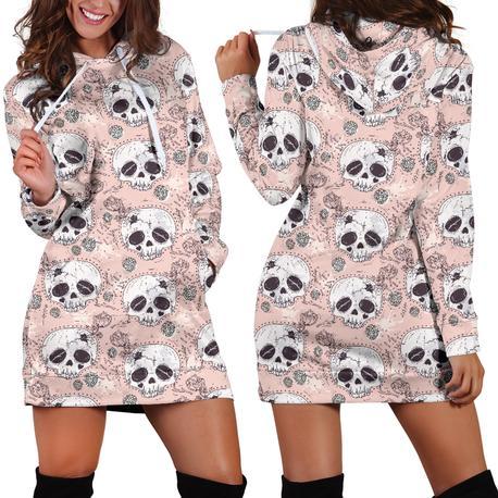 Pink Skull Hoodie Dress