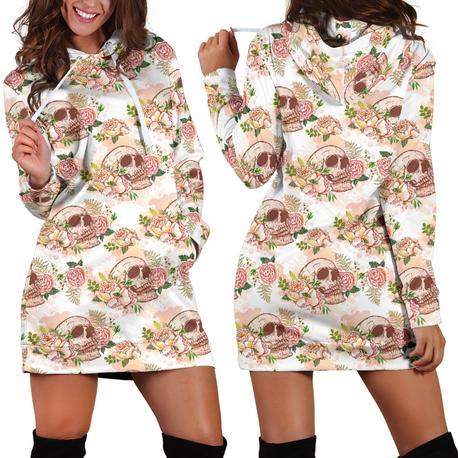 Floral Skull Hoodie Dress TL