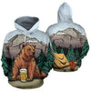 3D Camping Hoodie Brown Bear And Beer Full Size