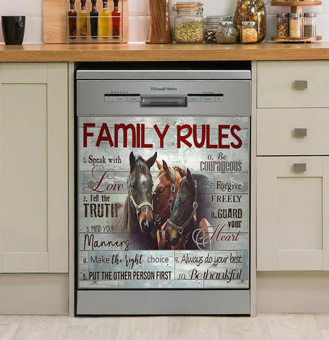 Horse Dishwasher Cover Family Rules Horse Decor Kitchen Dishwasher Cover