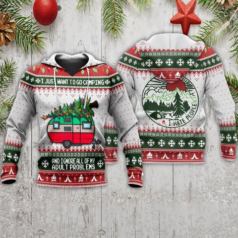 I Just Want To Go Camping And Ignore Adult Problems Christmas 3D All Over Printed Camping Shirt