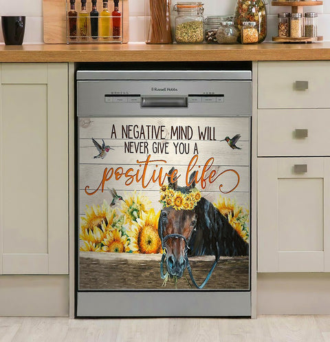 Horse  - A Negative Mind Will Never Give You A Positive Life Decor Kitchen Dishwasher Cover