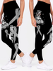Multi-Color Sugar Skull Girl Cancer Awareness Premium Leggings