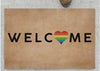 Welcome Rainbow Heart LGBT Doormat