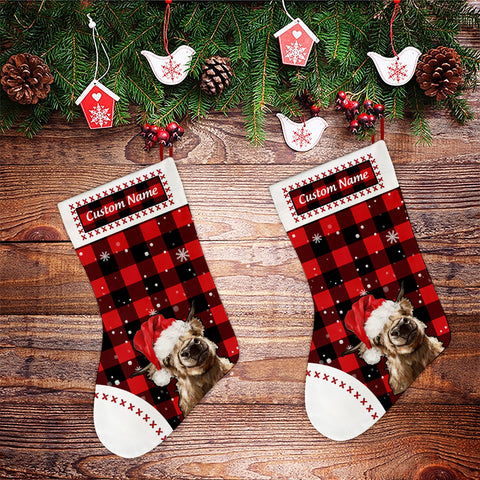 Cow Christmas Stocking Red Plaid Pattern Custom Stocking Christmas Gift For Cow Lovers HN