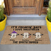 Personalized It's Freakin' Bats I Love Halloween Doormat Cat Flying Halloween Decorations Home Decor Mat HT