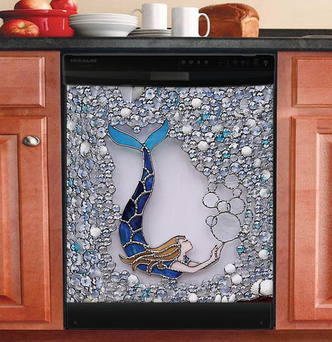 Mermaid Gemstone Dishwasher Cover Kitchen Decor Farmhouse Decorations HT